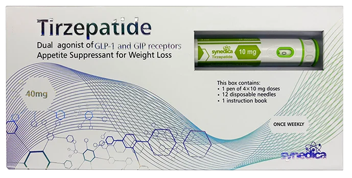 Synedica Tirzepatide 40mg Injection Pen Kit — official product packaging